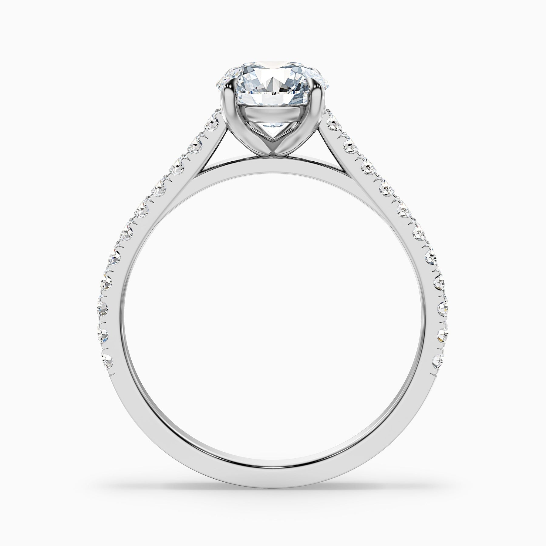 Truefire Round Side Stone Pave Lab Grown Engagement Ring